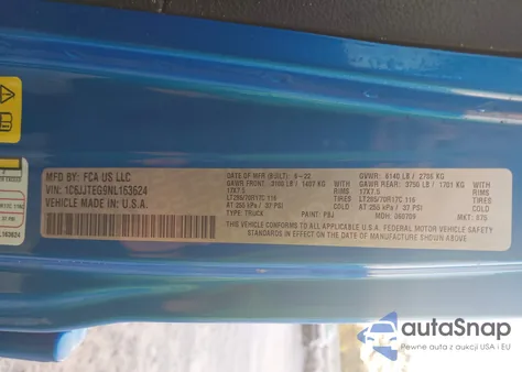 2022 Jeep Gladiator Mojave 4X4 z USA, uszkodzony, nr VIN 1C6JJTEG9NL163624